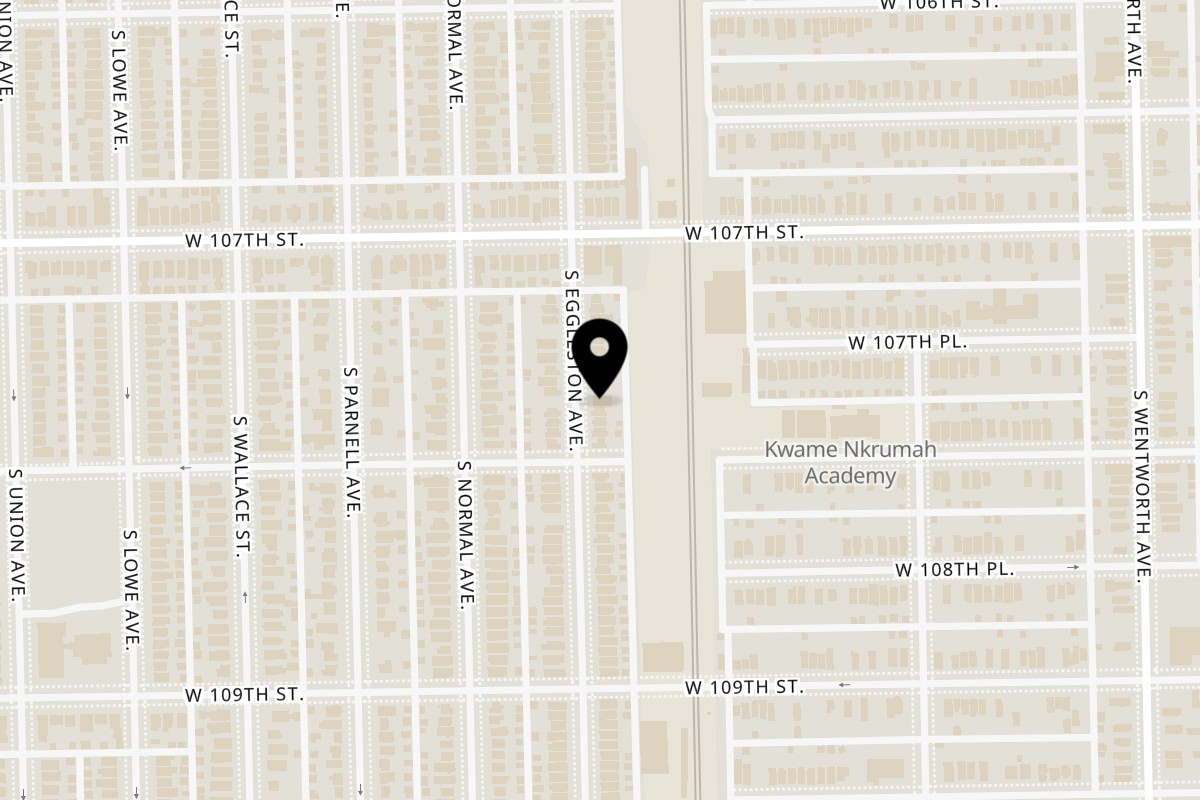 Map showing the location of TheFruenzRestaurant on 10745 S Eggleston Ave in Chicago